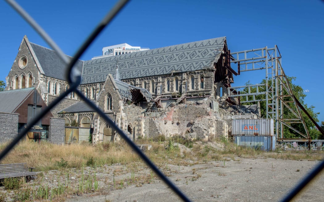 February 14, 2016 - ChristChurch Cathedral which was damaged in the earthquakes of 2011 is seen behind a fence.