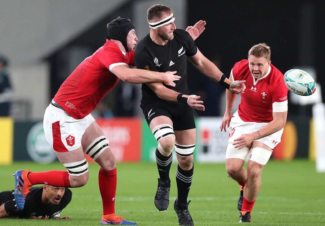2019 Rugby World Cup Bronze Final, Tokyo Stadium, Tokyo, Japan 1/11/2019
New Zealand vs Wales
New Zealand's Kieran Read tackled by Justin Tipuric of Wales