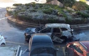 The wreckage of a car after an explosion outside Liverpool Women's Hospital, United Kingdom, on Sunday 14 November left a passenger dead and the driver injured.