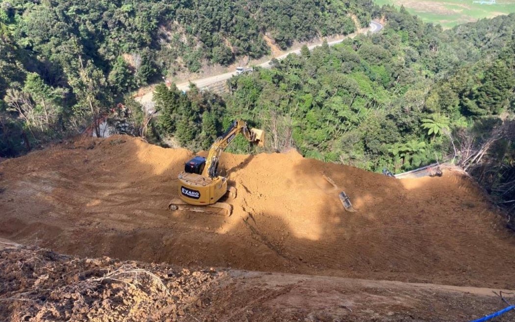 Huge slips on the Brynderwyn Hills were caused by Cyclone Gabrielle.