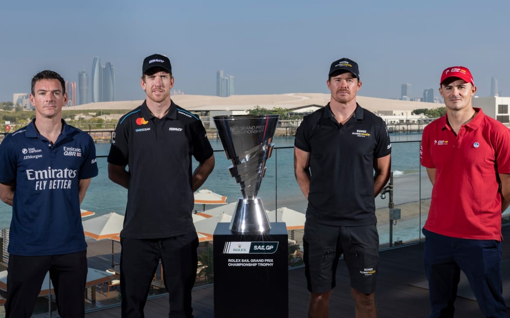 SailGP team drivers (L-R) Dylan Fletcher (Great Britain), Peter Burling (New Zealand), Tom Slingsby (Australia) and Diego Botin (Spain).