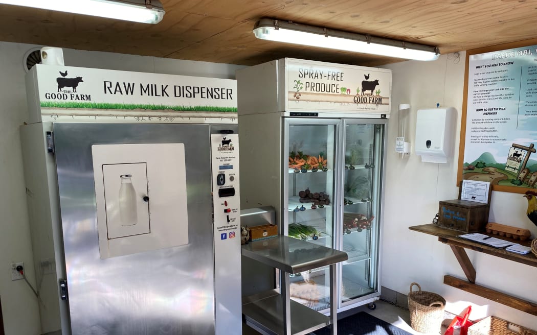 The inside of The Good Farm's shop selling everyday fresh raw milk and produce.