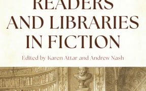 A book cover showing two illustrated people reading on couches.