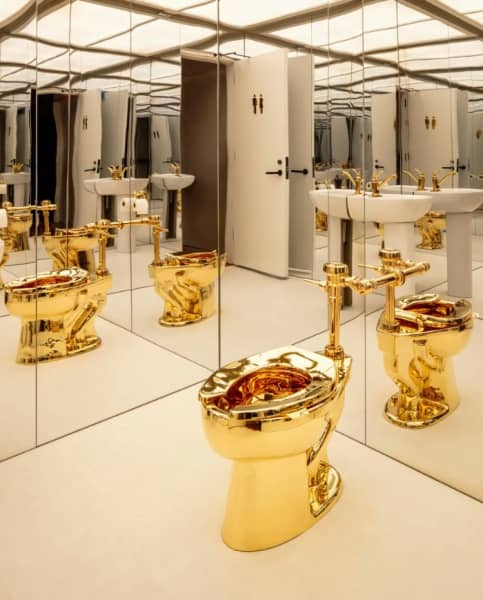 Maurizio Cattelan’s “America” drew lines to see the golden toilet in situ.