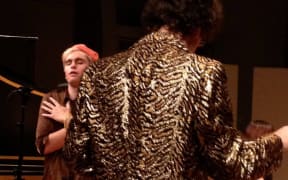 Callum Blackmore and Alex Taylor during the performance of Jack Body's Turtle Time.