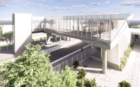 An artist's impression of KiwiRail's Drury Central station, which is expected to open in 2025.