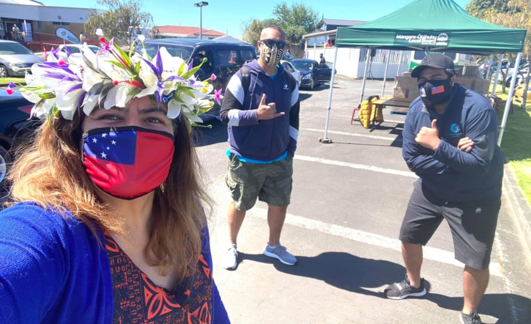 Auckland councillor Josephine Bartley with fellow councillor Fa'anana Efeso Collins and Mangere-Otahuhu Local Board member Harry Toleafoa.