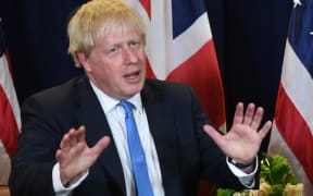 British PM Boris Johnson speaks to the media at UN Headquarters in New York, September 24, 2019