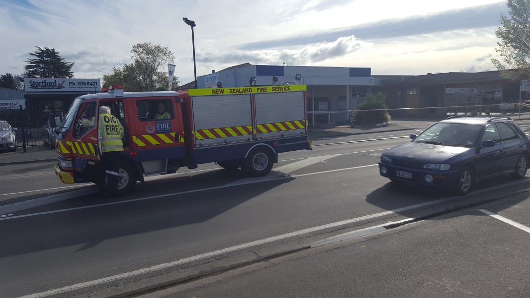 A fire engine outside the former Storty Bar in Hastings, where two children have been injured in a fire.