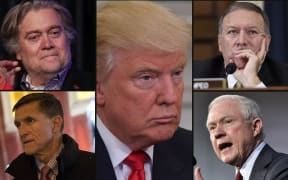 Donald Trump (centre) and some of the men expected to take up high-powered positions in his government (clockwise from top left) Steve Bannon, Mike Pompeo, Jeff Sessions and Mike Flynn.