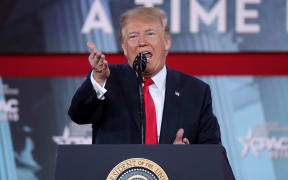 President Donald Trump addresses the Conservative Political Action Conference.