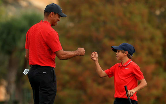 Tiger Woods and son Charlie Woods at the 2020 PNC Championship in Florida.
