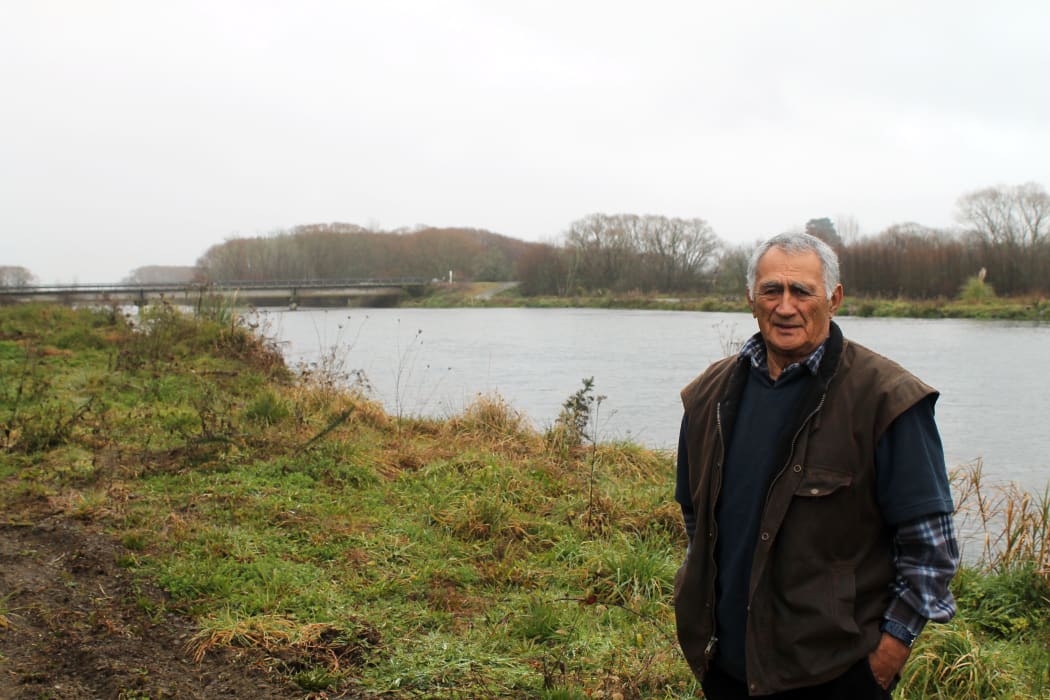 Bill Kerrison on the bank of the Rangitaiki River.