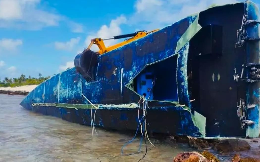A semi-submersible vessel found in French Polynesia on the Makemo Atoll.