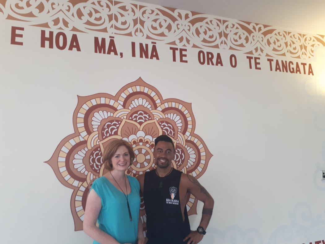Susie Ferguson and yoga instructor Jase Te Patu
