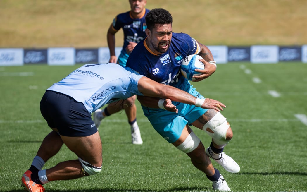 Moana Pasifika loose forward and captain Ardie Savea during the Super Rugby Paciﬁc - Moana Pasiﬁka v Waratahs at North Harbour Stadium.