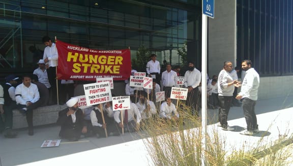 Taxi drivers at Auckland airport.