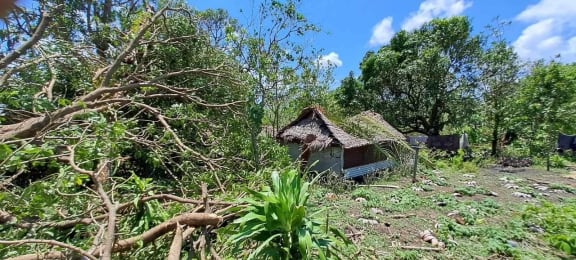 Destroyed houses in a village