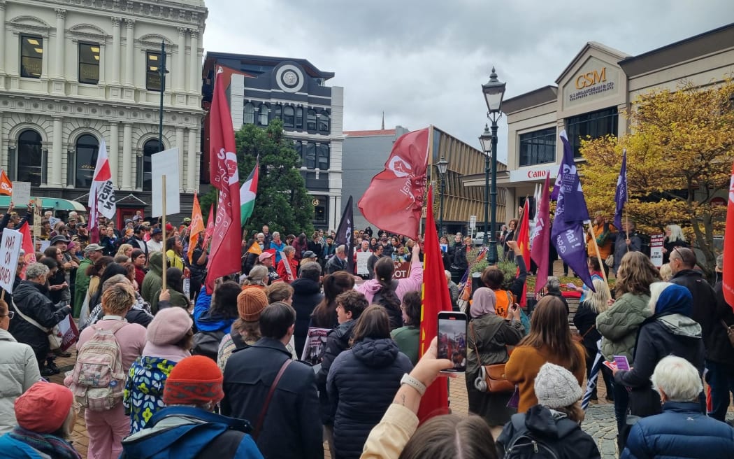 Protesters in Dunedin to condemn the government's controversial pay equity law change and call for the decision to be reversed.