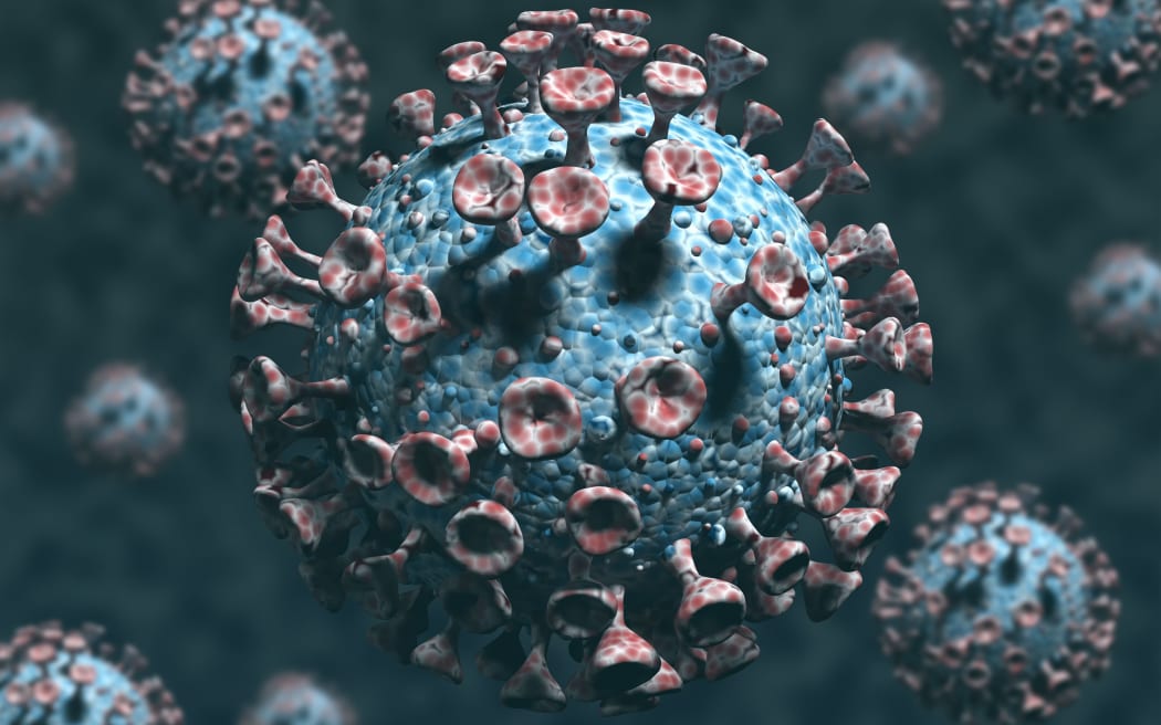 Covid-19 coronavirus particles, illustration.