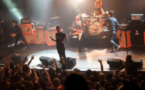 American rock group Eagles of Death Metal moments before the Bataclan is attacked on 13 November.