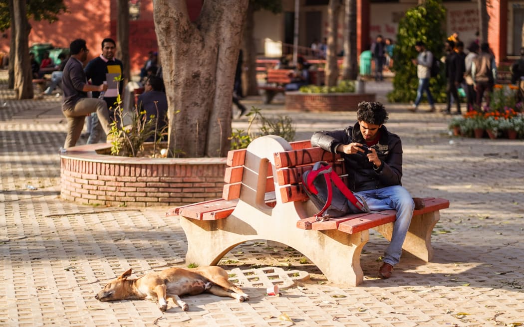 Students at the Jamia Millia Islamia university in New Delhi, India.