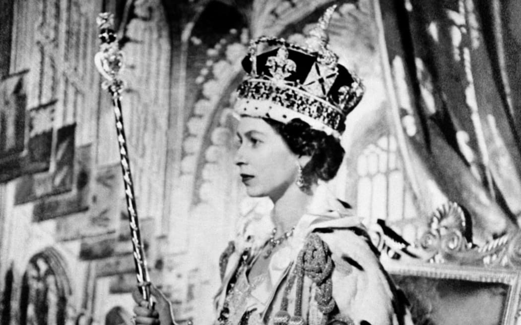 Queen Elizabeth II poses on her Coronation day