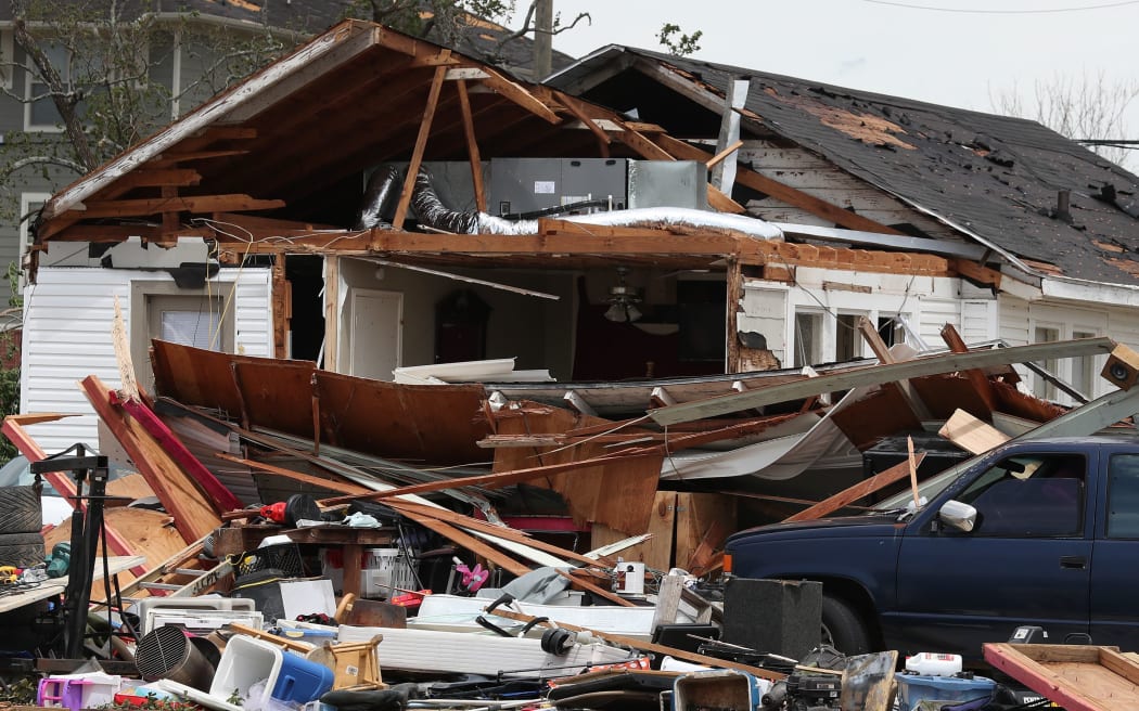 LAKE CHARLES, LOUISIANA - AUGUST 27: A damaged home is seen after Hurricane Laura passed through the area on August 27, 2020 in Lake Charles, Louisiana .