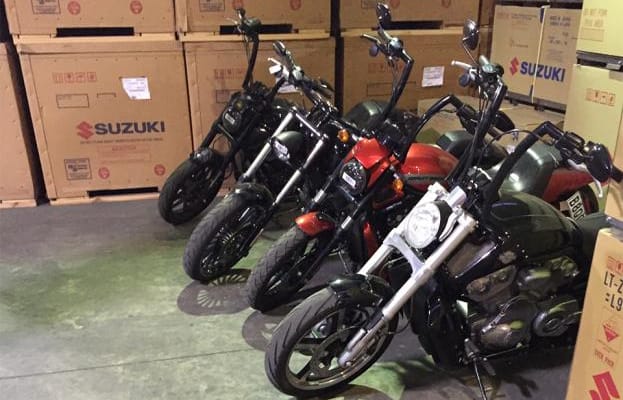 Motorcycles seized in the bust.