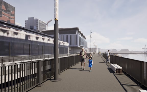 A graphic showing Wellington's waterfront with balustrades.