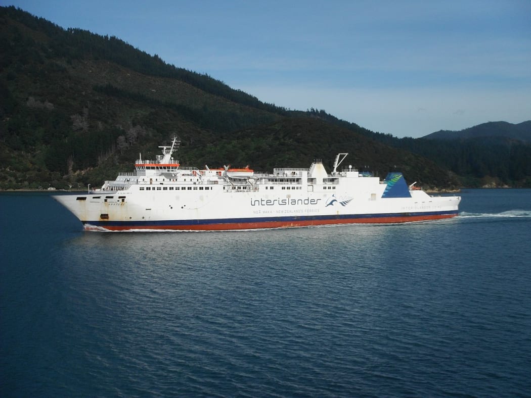 The Aratere ferry in the Tory Channel, near Picton.