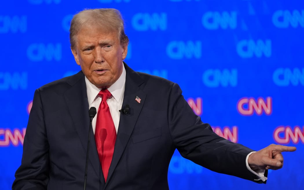 Republican presidential candidate former President Donald Trump speaks during a presidential debate hosted by CNN on 27 June, 2024, in Atlanta.