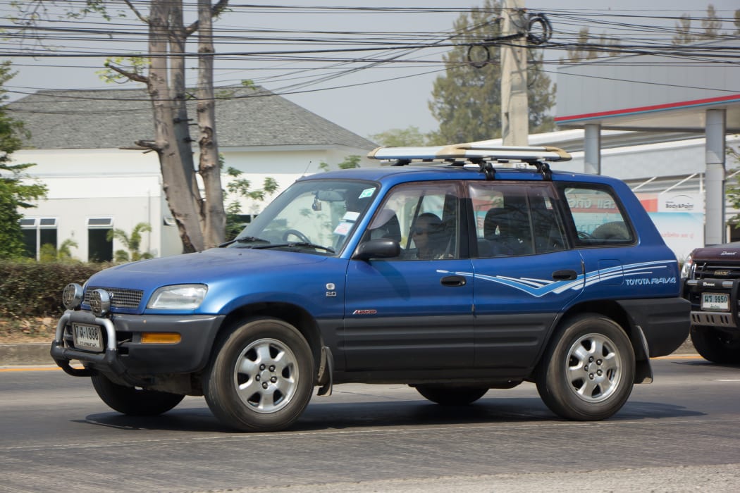 CHIANG MAI, THAILAND -MARCH 3 2017:    Private Suv car, Toyota Rav4. Photo at road no.121 about 8 km from downtown Chiangmai, thailand.
