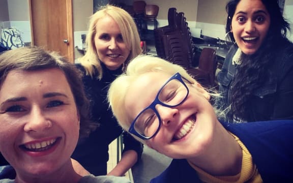 Melody Thomas from RNZ Music, Karyn Hay, Randa and Geneva Alexander from Soccer Practise