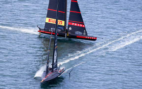 Luna Rossa and Team UK cross in the America's Cup Challenger Selection Series.
