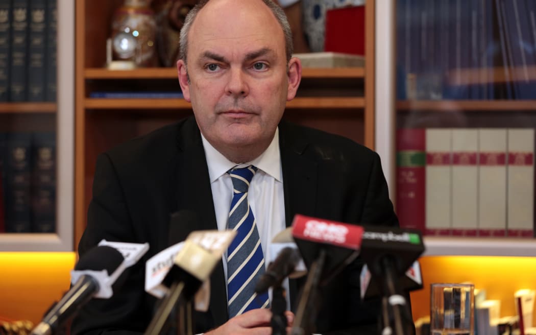 Steven Joyce  during a press conference regarding Novopay next steps.