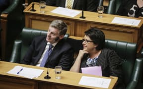 Budget Day 2017. Prime Minister Bill English and Deputy Prime Minister Paula Bennett in The House on Budget Day 2017.