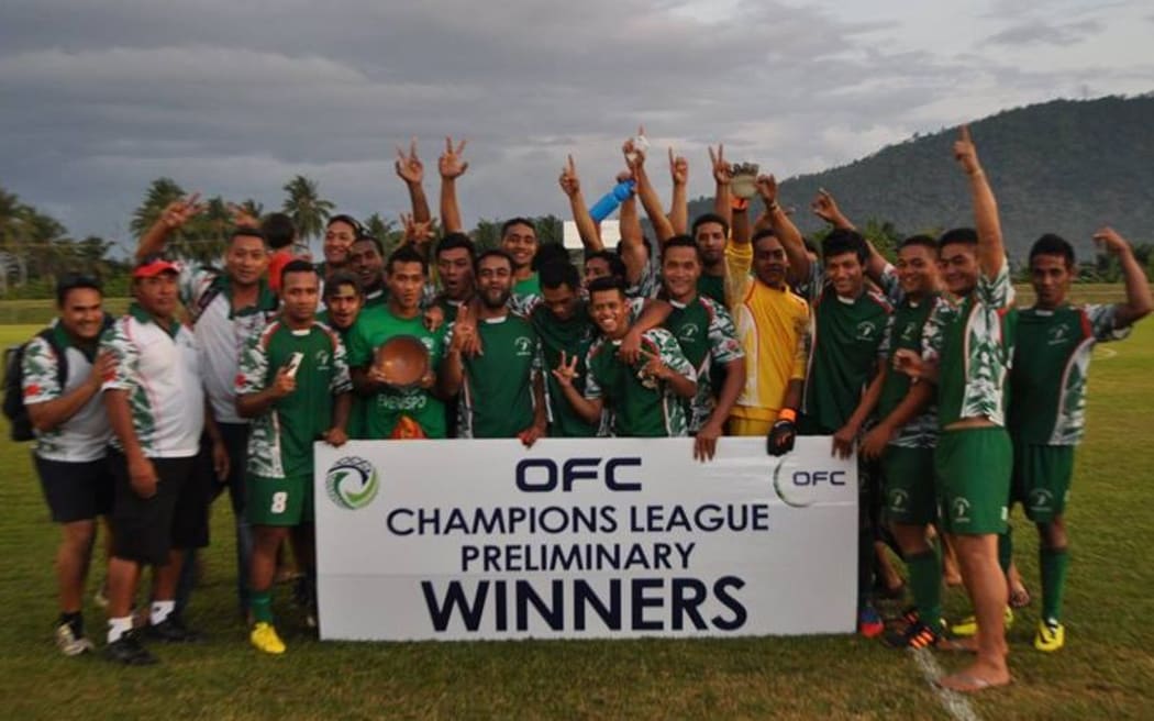 Lupe Ole Soaga celebrate winning the OFC Champions League Preliminary in October.