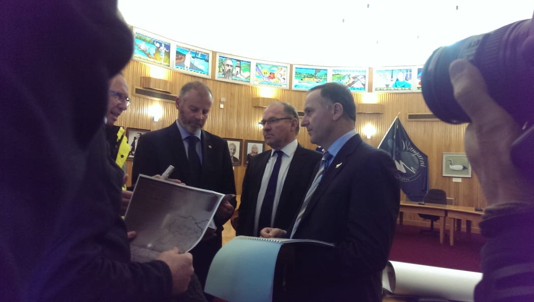 John Key's stand-up with media in Whanganui on Friday.