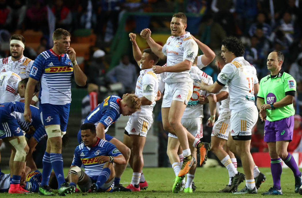 The Chiefs celebrate victory over Stormers