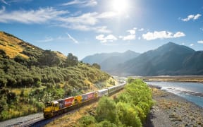 The TranzAlpine train, which runs between Christchurch and Greymouth