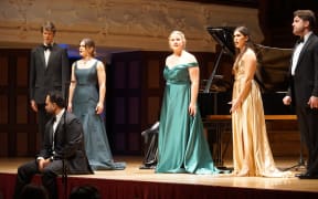 A sextet of singers perform at the Auckland Opera Studio Gala Concert 2022