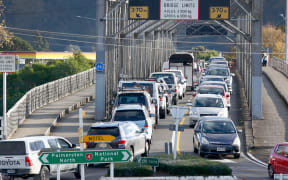 Traffic congestion at the Dublin Street bridge in Whanganui.