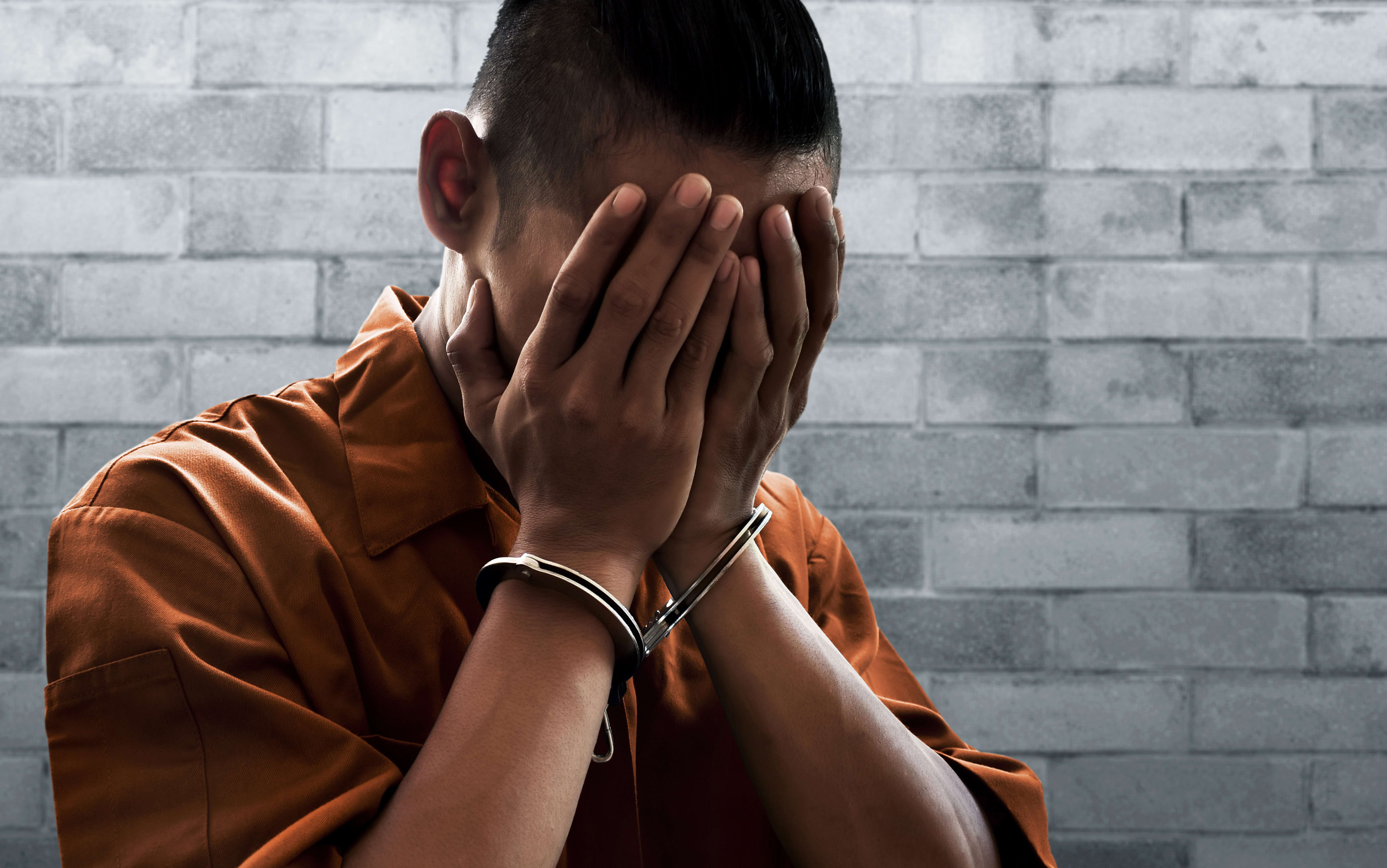 Arrested man in handcuffs