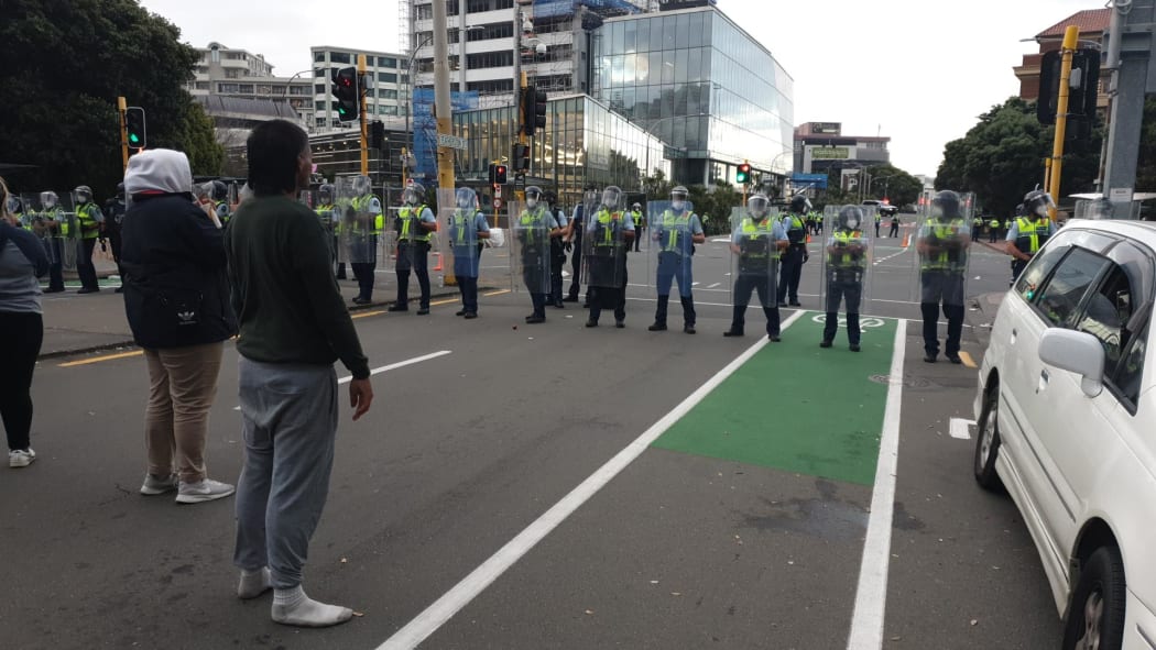 Police at Featherston Street.