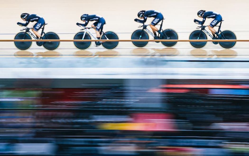 NZ women's team pursuit - Ally Wollaston, Bryony Botha, Michaela Drummond and Emily Shearman.
