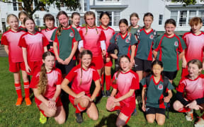 The combined squads of the Highlands and Sacred Heart Girls' College teams.