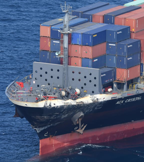 Damage to the Philippines merchant ship the ACX Crystal.