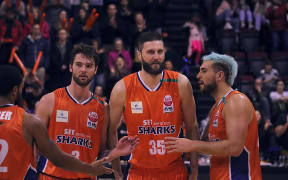Alex Pledger (C) made one appearance for the Southland Sharks in July 2021 while he was battling cancer.