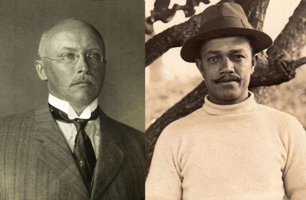 The last German Governor of Samoa, Erich Schultz (L) and Fatu Frost (R).